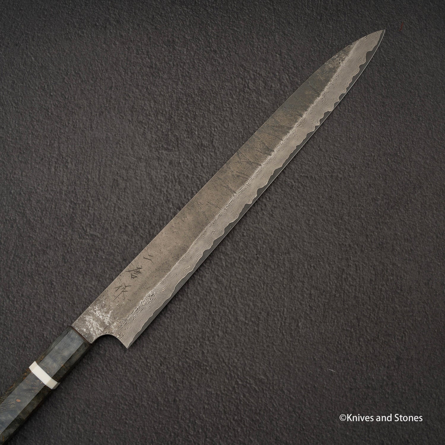 Nigara Ginsan Kurozome Damascus Sujihiki 330mm Birch Handle
