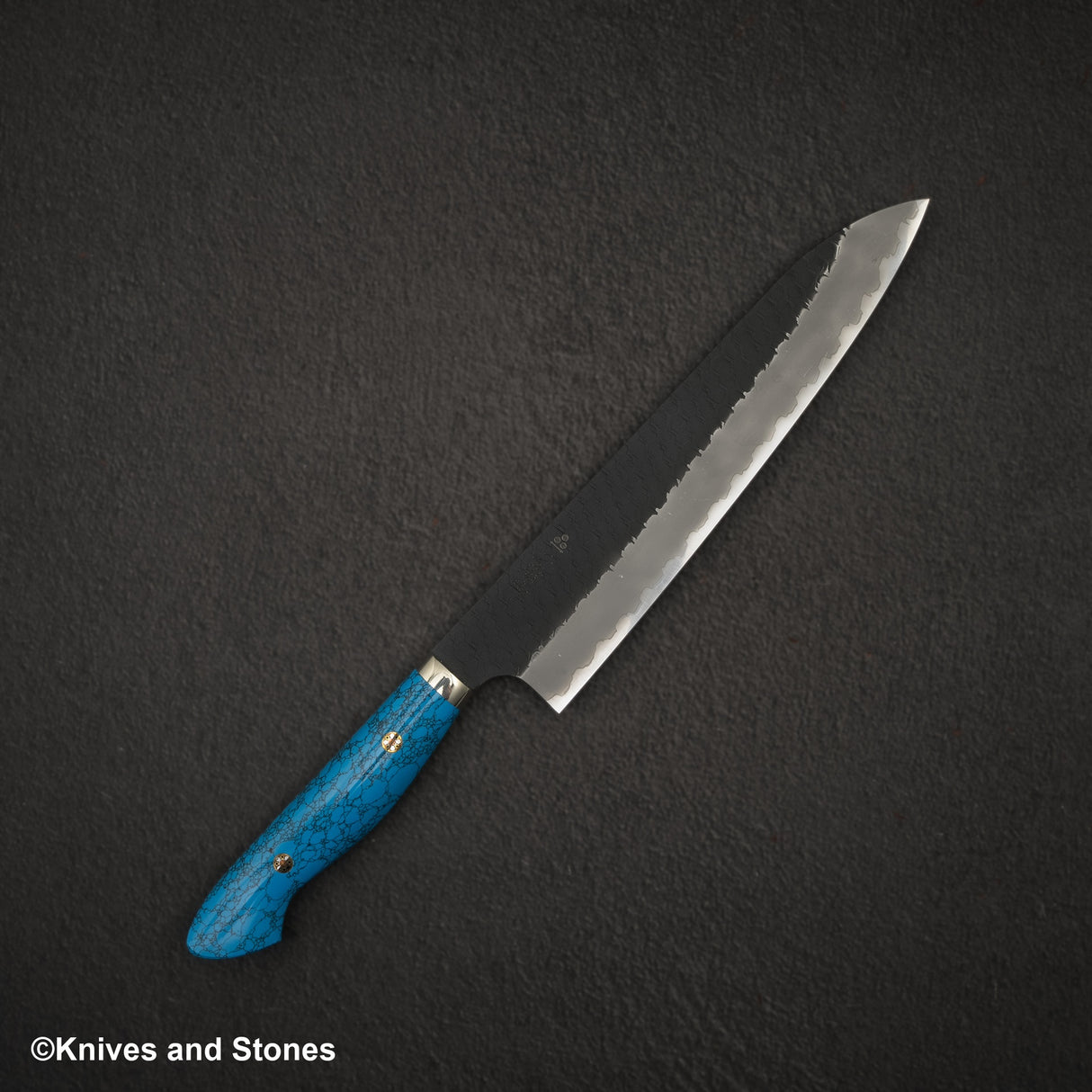 Nigara SG2 Tsuchime Kurouchi Gyuto 240mm Western Turquoise Handle