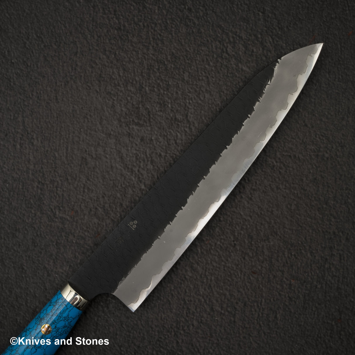 Nigara SG2 Tsuchime Kurouchi Gyuto 240mm Western Turquoise Handle