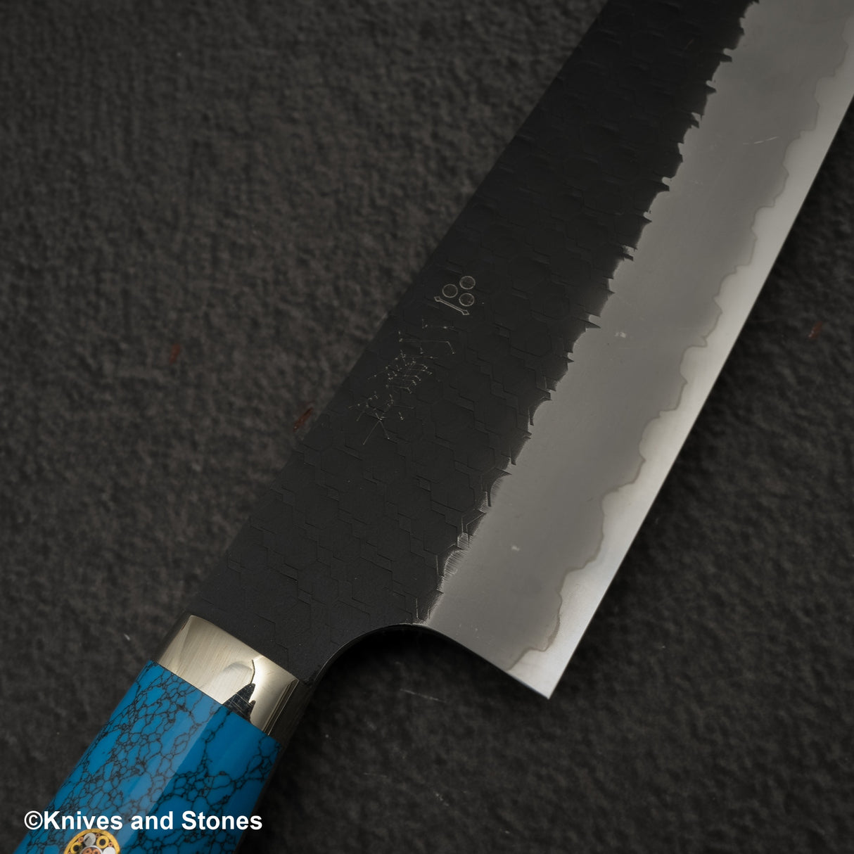 Nigara SG2 Tsuchime Kurouchi Gyuto 240mm Western Turquoise Handle