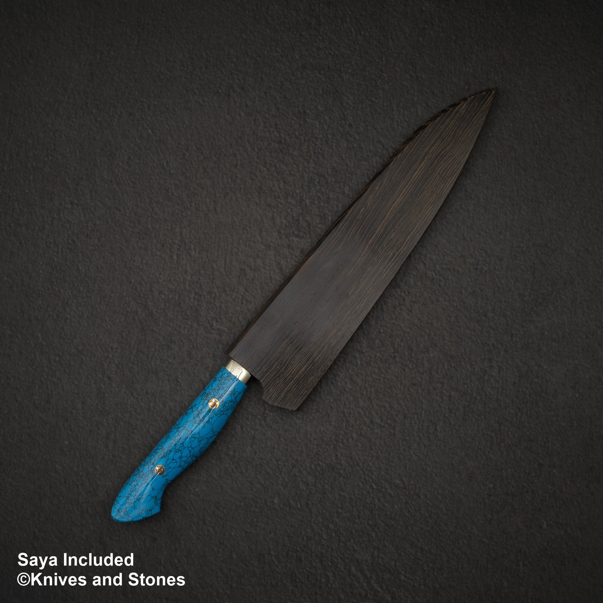 Nigara SG2 Tsuchime Kurouchi Gyuto 240mm Western Turquoise Handle