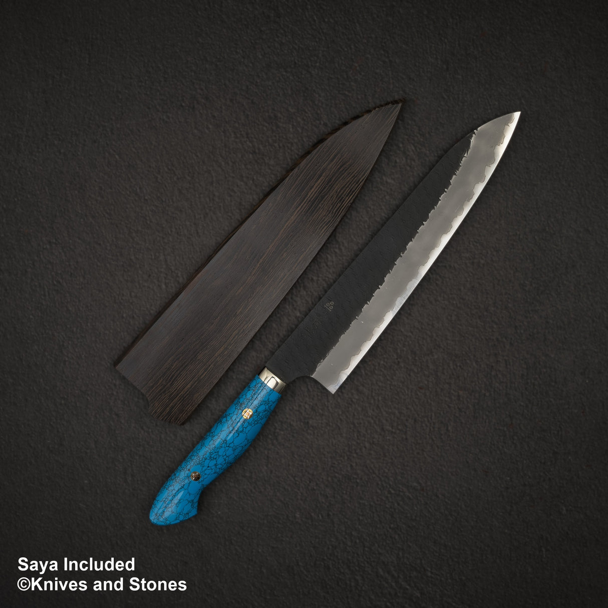 Nigara SG2 Tsuchime Kurouchi Gyuto 240mm Western Turquoise Handle
