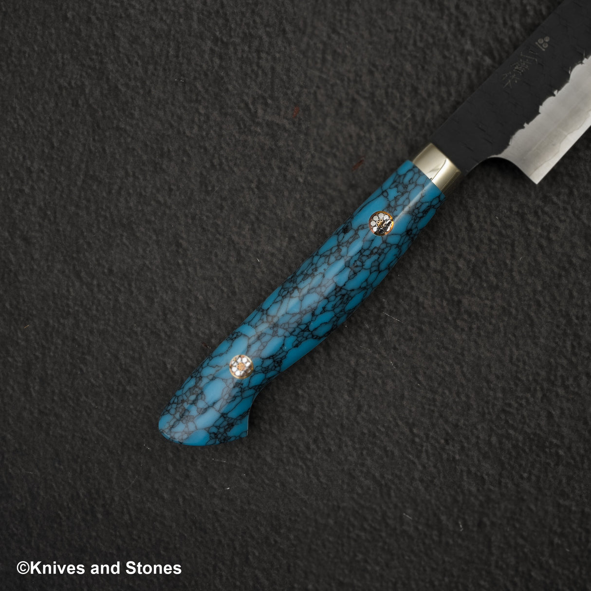 Nigara SG2 Tsuchime Kurouchi K-tip Petty 150mm Western Turquoise Handle