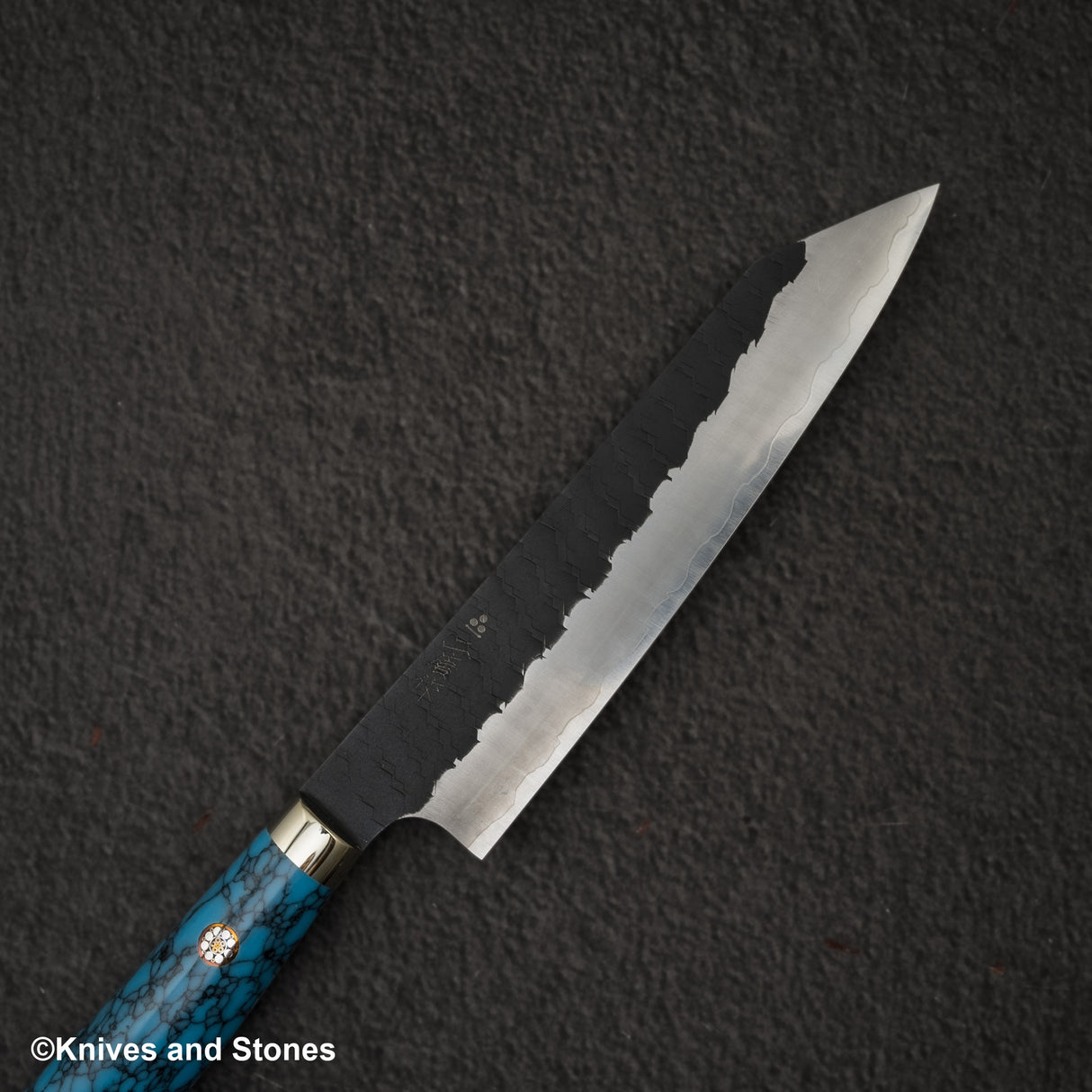 Nigara SG2 Tsuchime Kurouchi K-tip Petty 150mm Western Turquoise Handle