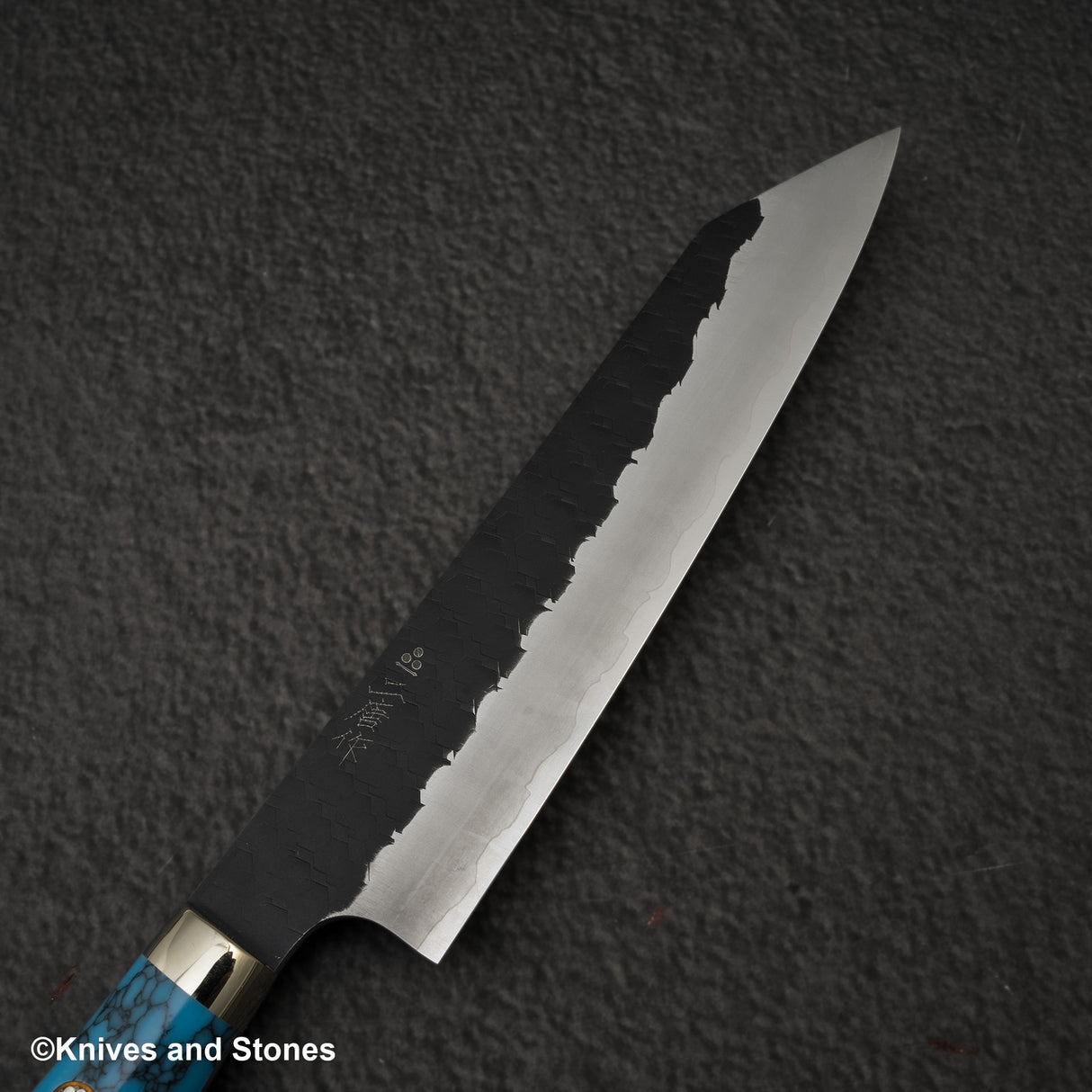 Nigara SG2 Tsuchime Kurouchi K-tip Petty 150mm Western Turquoise Handle