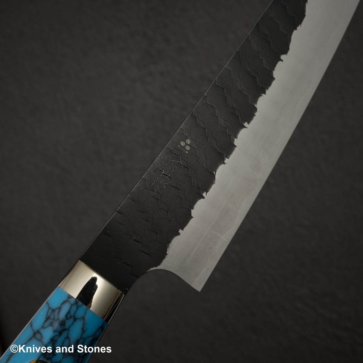 Nigara SG2 Tsuchime Kurouchi K-tip Petty 150mm Western Turquoise Handle
