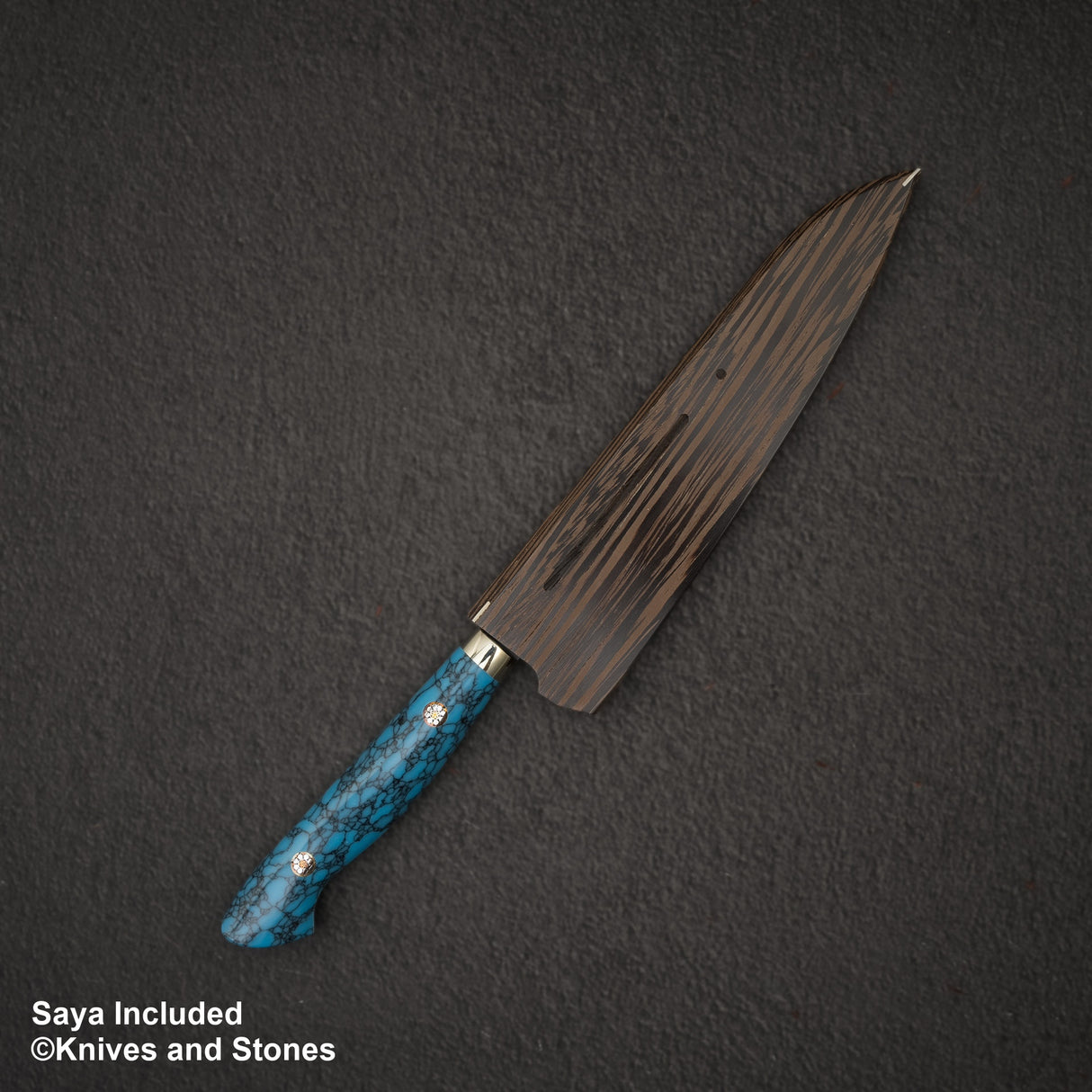 Nigara SG2 Tsuchime Kurouchi K-tip Petty 150mm Western Turquoise Handle