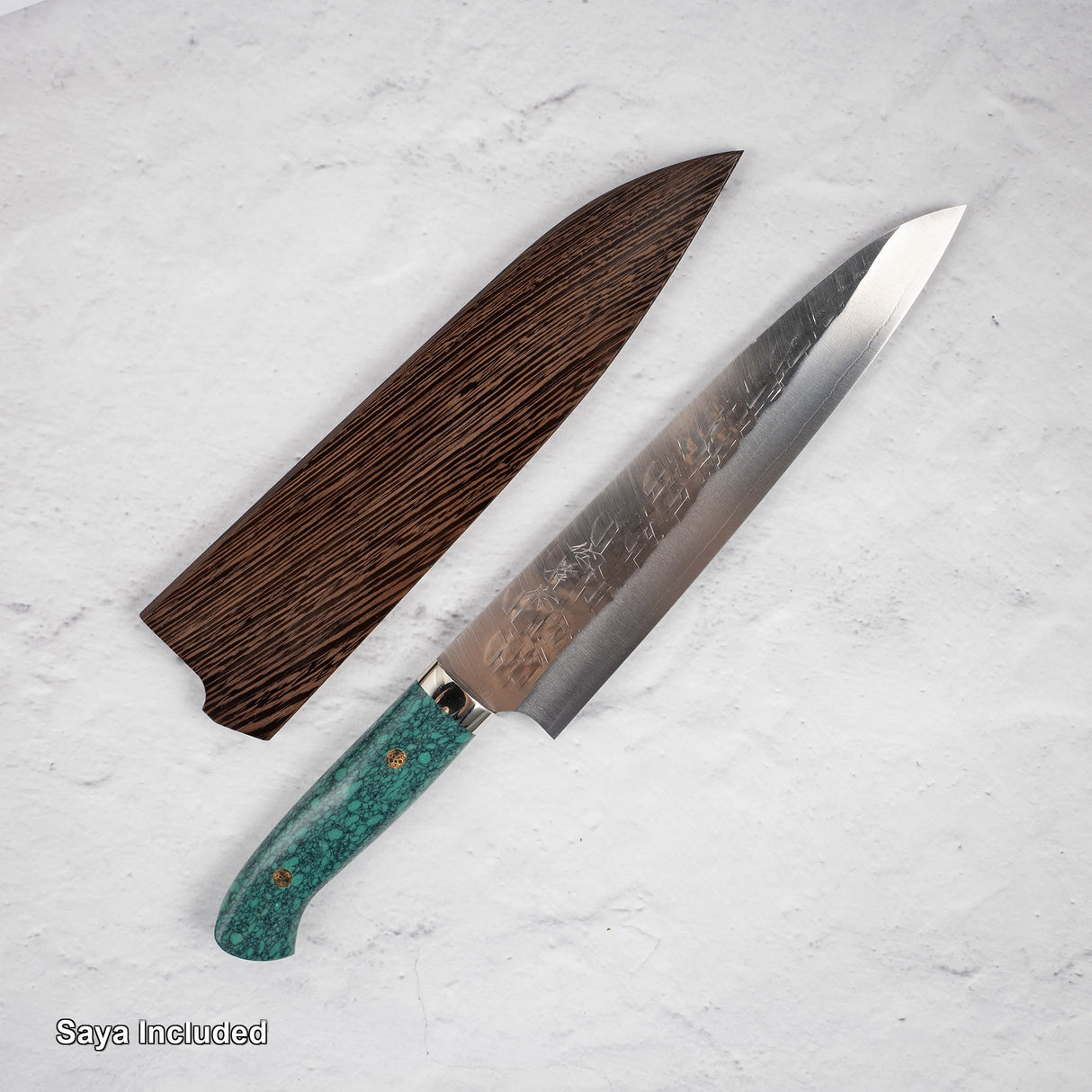 Takeshi Saji SRS13 Gyuto 240mm Western Green Turquoise with Saya