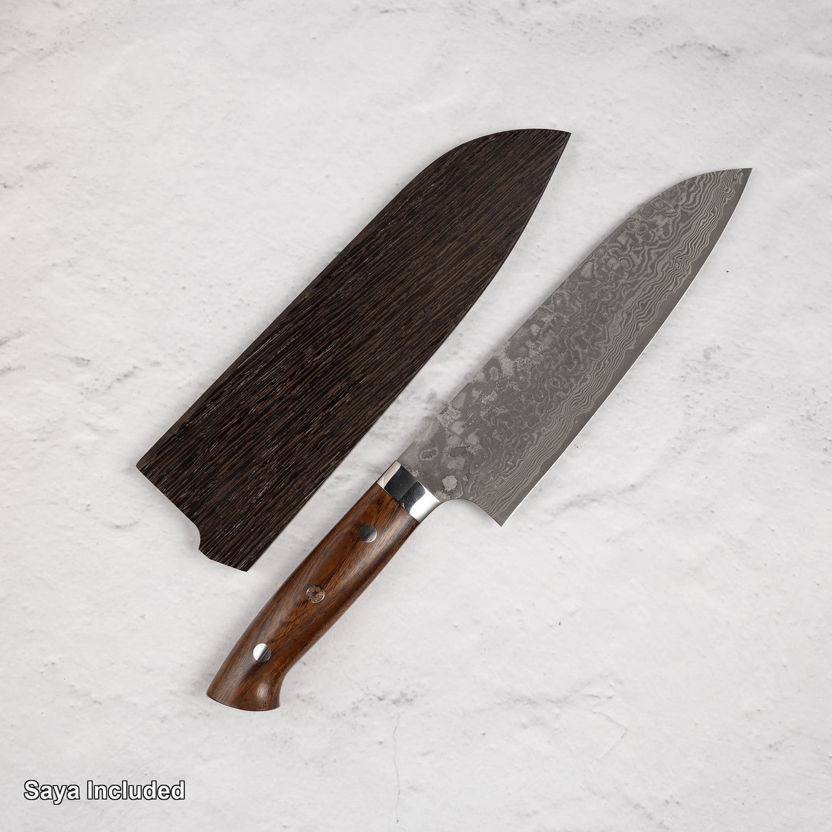 Takeshi Saji Black Damascus Santoku 180mm SG2 Ironwood