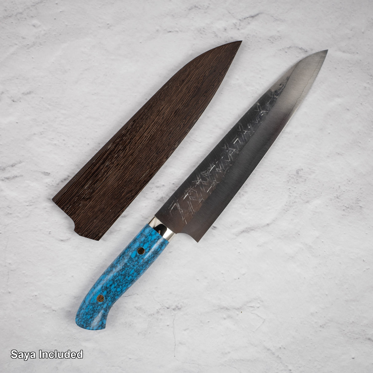 Takeshi Saji SRS13 Gyuto 240mm Western Blue Turquoise with Saya