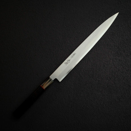 堺孝行銀丹銀三鋼柳刃 270mm，黑檀木柄淺色牛角