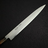 堺孝行銀丹銀三鋼柳刃 270mm，黑檀木柄淺色牛角