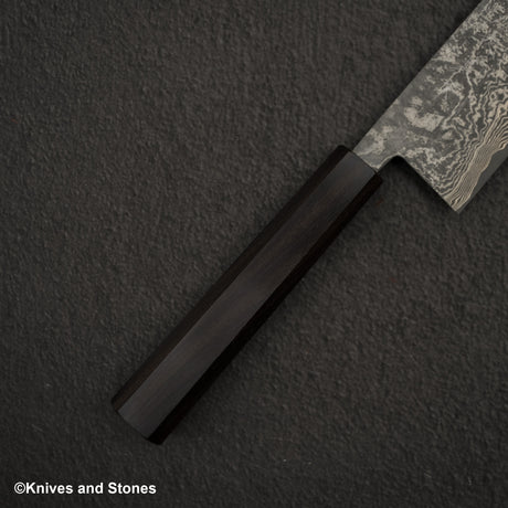 Shiro Kamo Kurokumo SG2 Black Damascus Santoku 180mm Ebony