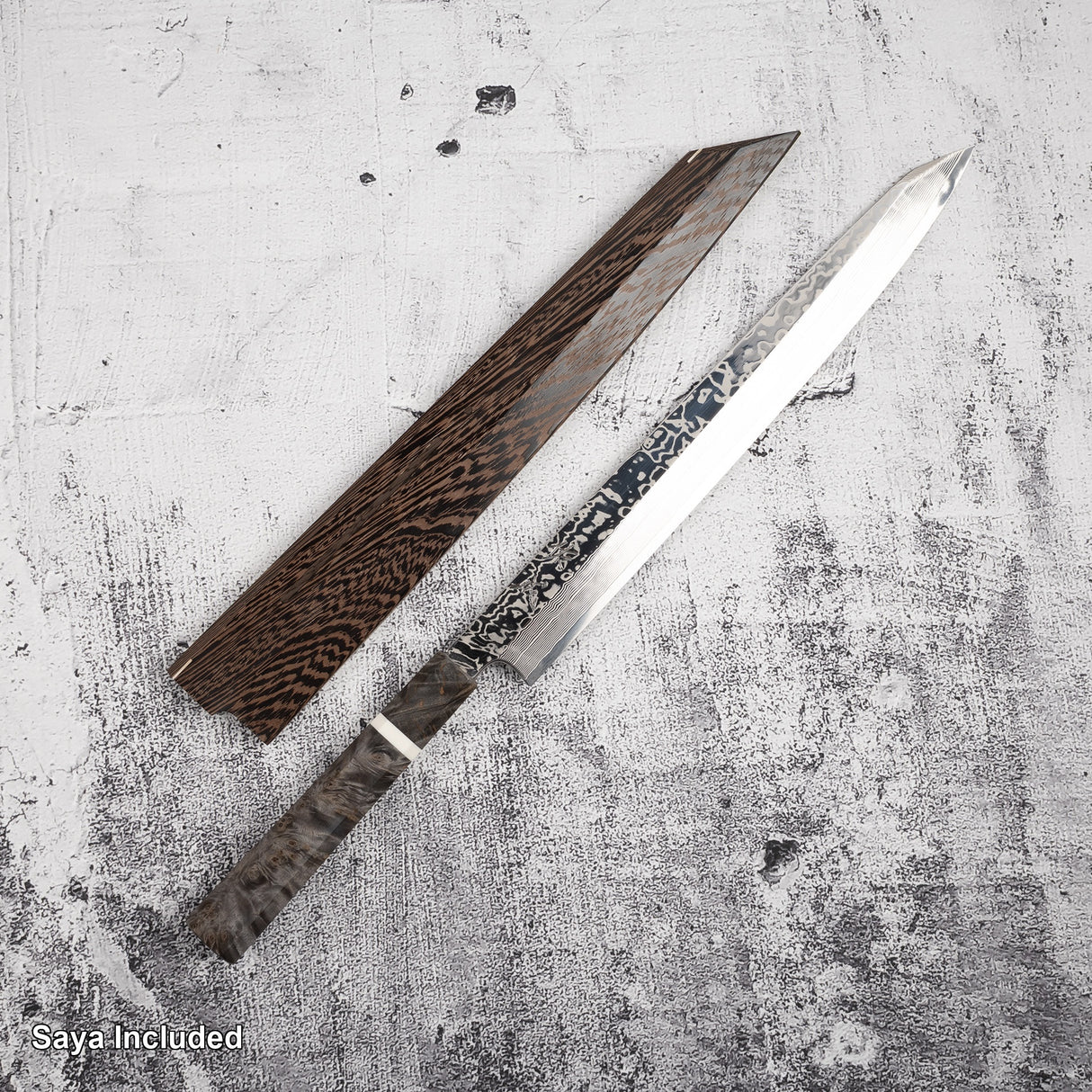 Sukenari SRS-13 Damascus K-tip Yanagiba 300mm Mirror Polish with Saya