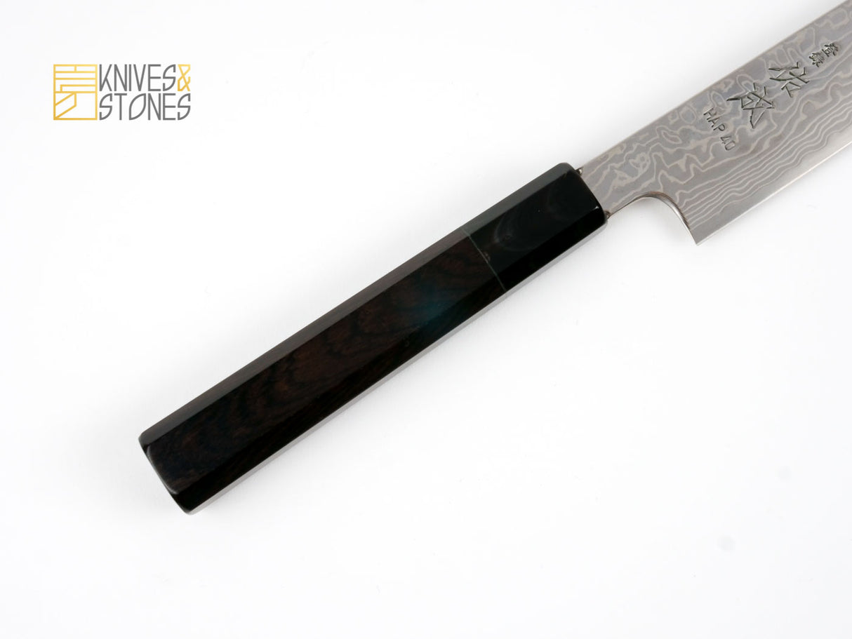 Sukenari (佑成) HAP40 HSPS Damascus Sujihiki 240 mm with saya