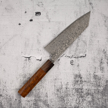 Takeshi Saji SG2 Black Damascus Bunka 180mm Heart-shaped Ironwood Handle