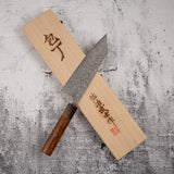 Takeshi Saji SG2 Black Damascus Bunka 180mm Heart-shaped Ironwood Handle
