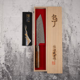 Takeshi Saji SG2 Black Damascus Bunka 180mm Heart-shaped Ironwood Handle