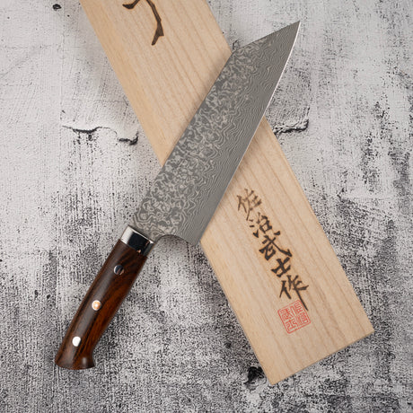 Takeshi Saji SG2 Black Damascus Bunka 180mm Ironwood