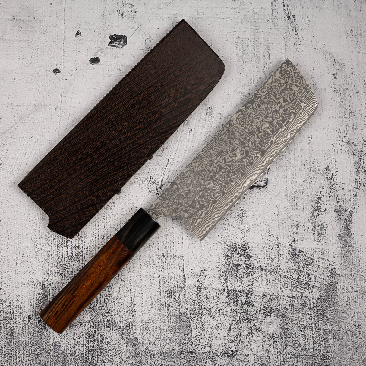 Takeshi Saji SG2 Black Damascus Nakiri 180mm Heart-shaped Ironwood Handle
