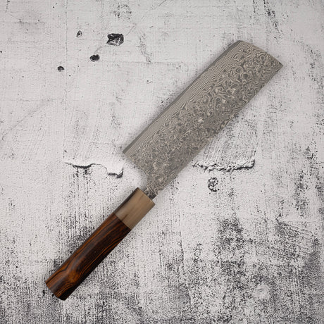 Takeshi Saji SG2 Black Damascus Nakiri 180mm Heart-shaped Ironwood Handle