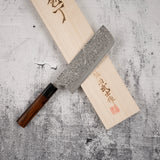 Takeshi Saji SG2 Black Damascus Nakiri 180mm Heart-shaped Ironwood Handle