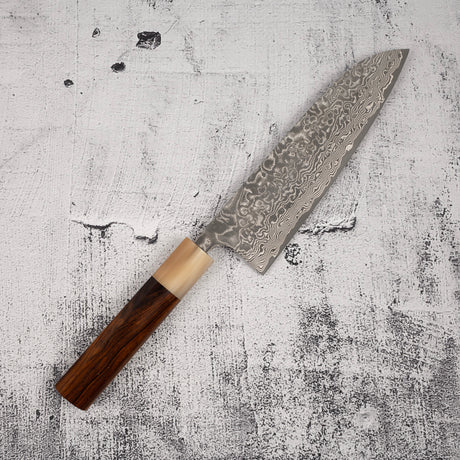 Takeshi Saji SG2 Black Damascus Santoku 180mm Heart-shaped Ironwood Handle