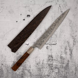 Takeshi Saji SG2 Black Damascus Sujihiki 240mm Heart-shaped Ironwood Handle
