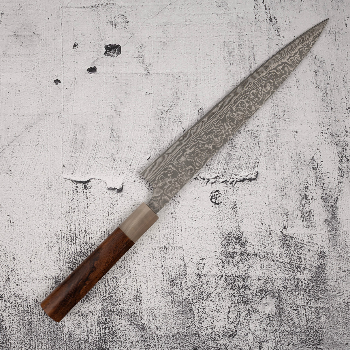 Takeshi Saji SG2 Black Damascus Sujihiki 240mm Heart-shaped Ironwood Handle