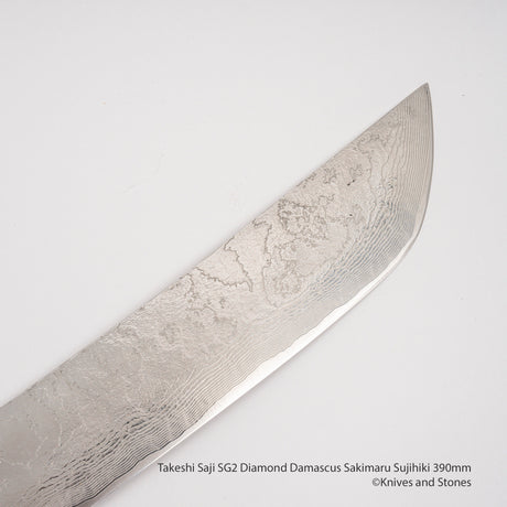 Takeshi Saji SG2 Diamond Damascus Sakimaru Sujihiki 390mm