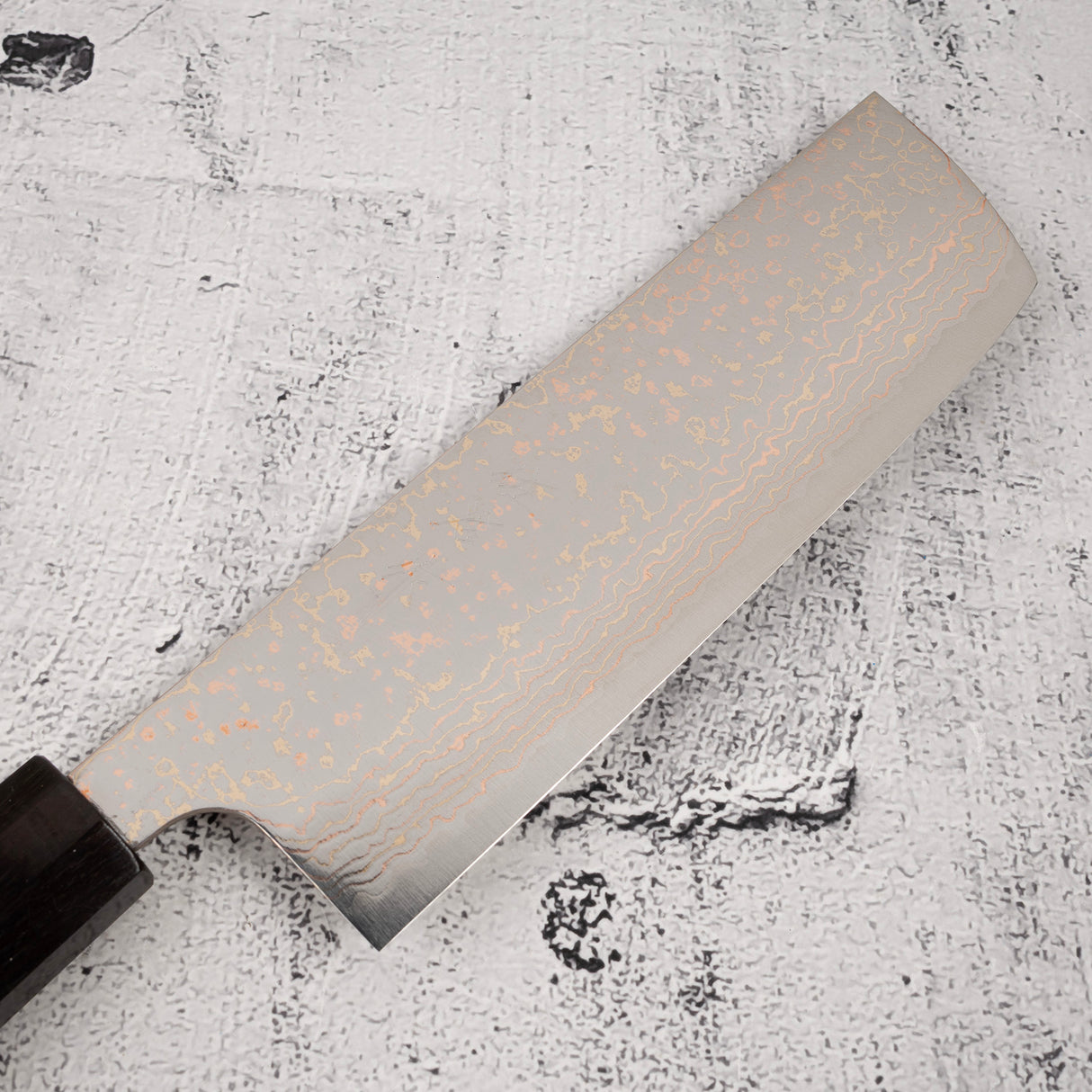 Takeshi Saji VG10 Rainbow Damascus Nakiri 165mm Ebony Handle Mosaic Pin