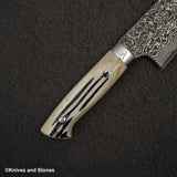 Takeshi Saji SG2 Black Damascus Santoku 180mm Stag Handle