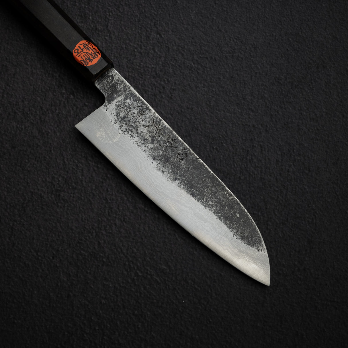 Tanaka Blue 2 Damascus Santoku 170mm Kurouchi Nashiji