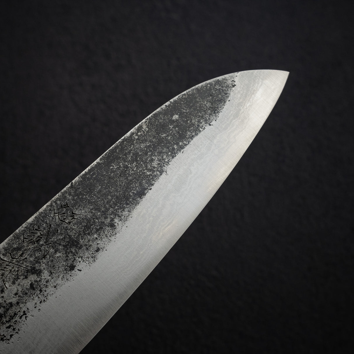 Tanaka Blue 2 Damascus Santoku 170mm Kurouchi Nashiji