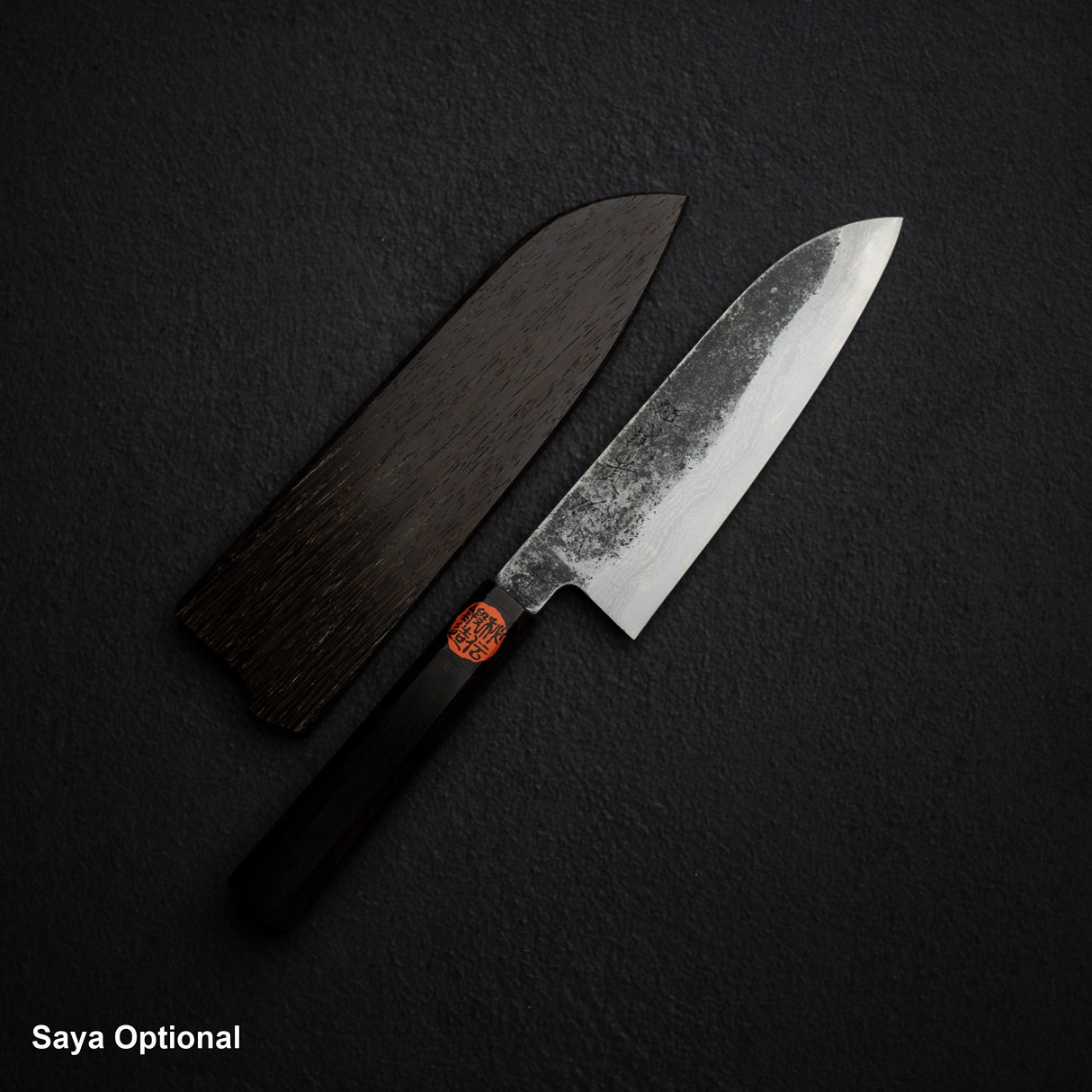 Tanaka Blue 2 Damascus Santoku 170mm Kurouchi Nashiji