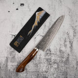 Tanaka R2 Etched Black Damascus Gyuto 180mm Ironwood Handle