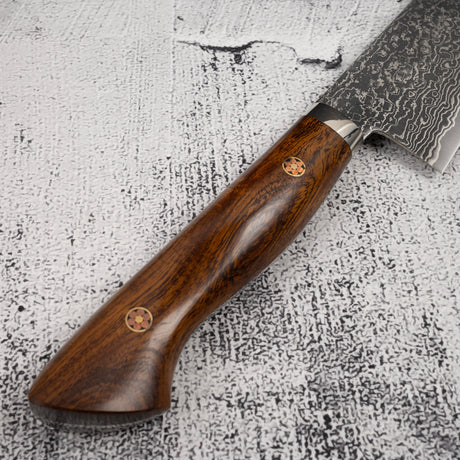 Tanaka R2 Etched Black Damascus Gyuto 180mm Ironwood Handle