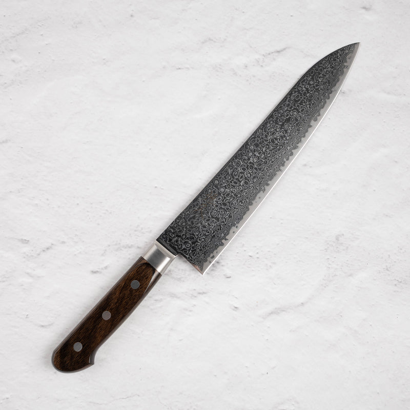 Tsunehisa AUS10 Damascus Gyuto 240 mm Brown Handle