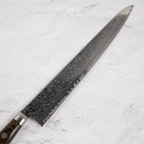 Tsunehira AUS10 Damascus Sujihiki 240 mm Brown Handle