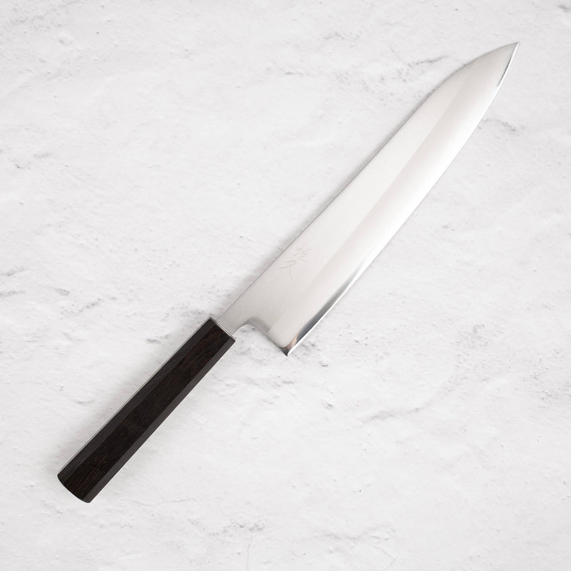 Tsunehisa White 1 Stainless Clad Kasumi Gyuto 240 mm Ebony Handle