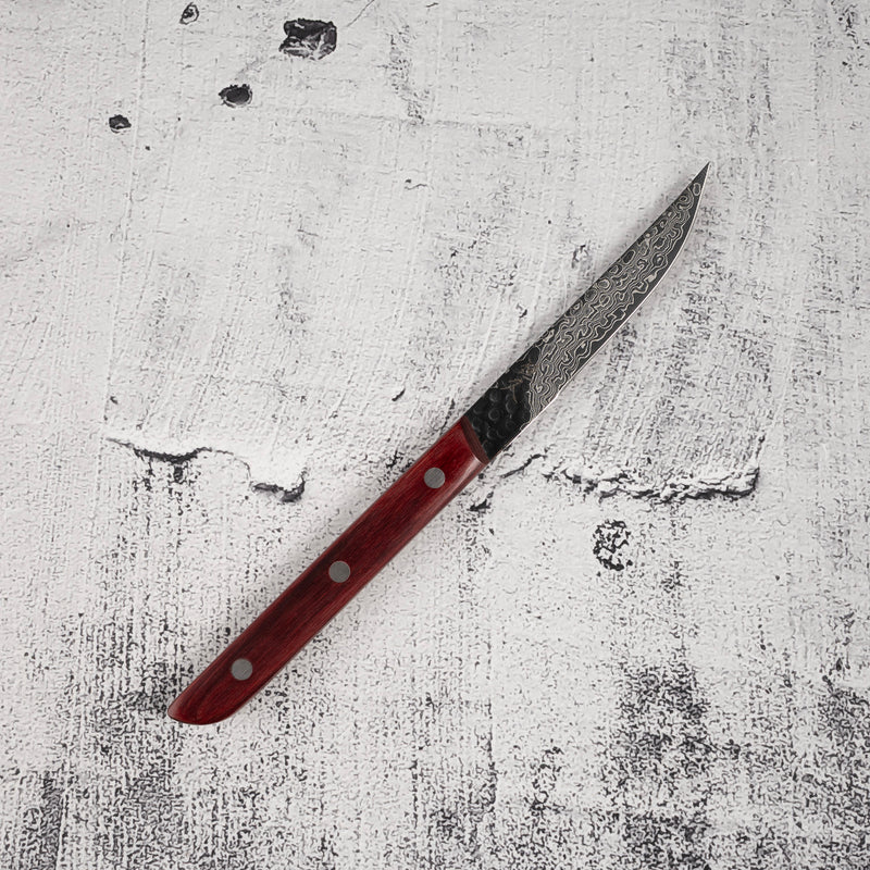 Tsunehisa AUS10 Damascus Steak Knife Red