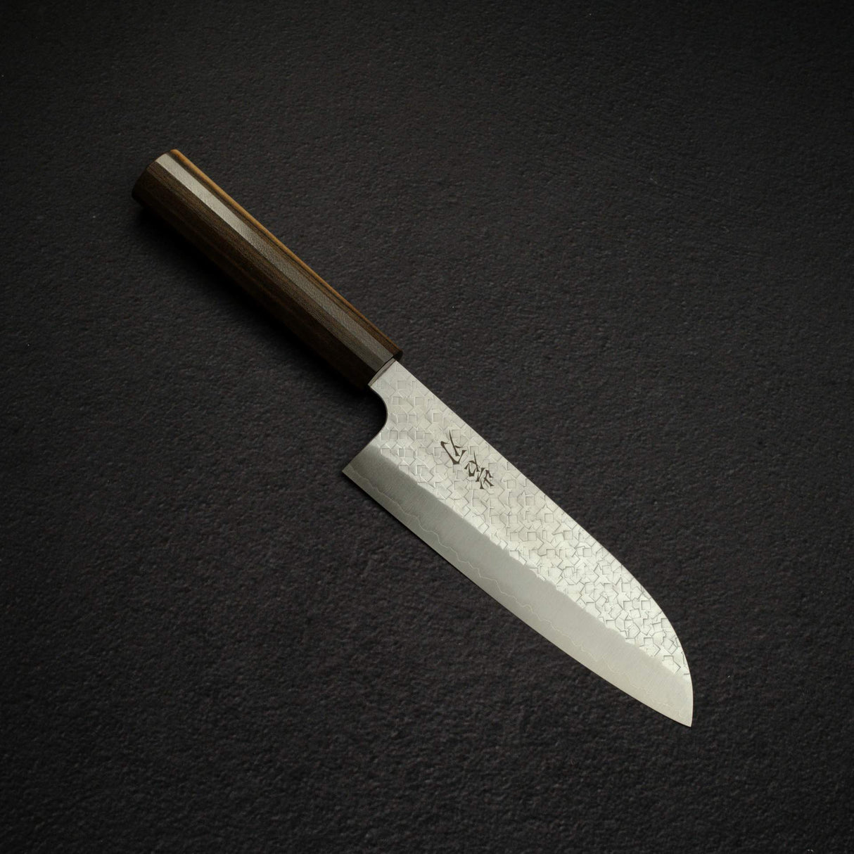 K&S Arare SG2 Santoku 170mm by Iron Clad, with Black Charcate Handle