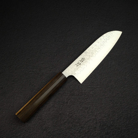 K&S Arare SG2 Santoku 170mm by Iron Clad, with Black Charcate Handle