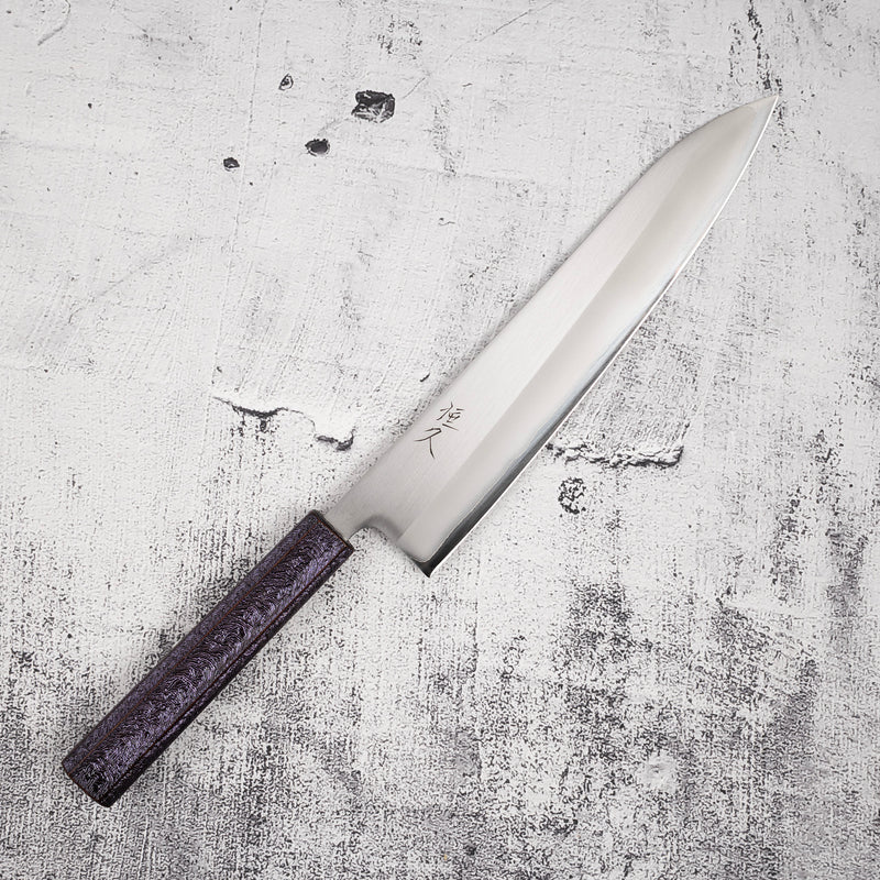 Tsunehisa White 1 S/S Clad Kasumi Gyuto 240mm Purple Handle