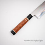 Yamatsuka White Steel Honyaki Gyuto 300mm with Triple Spacer Amboyna Burl Handle