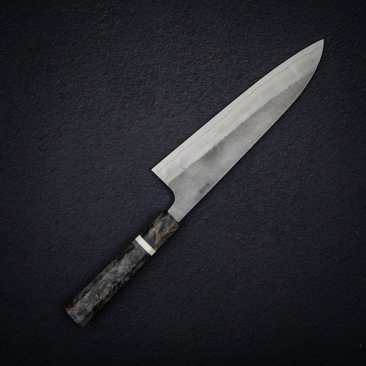 Hatsukokoro x Yoshikane SKD Nashiji Gyuto 210mm Extra Tall, Stablized Burl Handle
