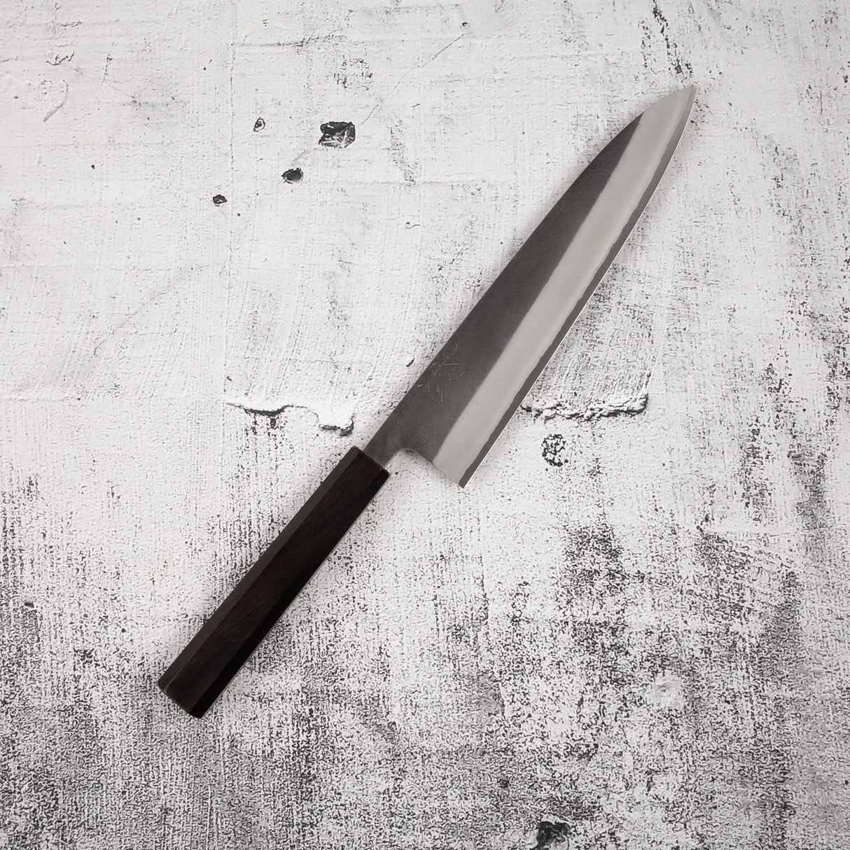 Yoshikane White 2 KU Nashiji Gyuto 210mm Stainless Clad Ebony by Hatsukokoro