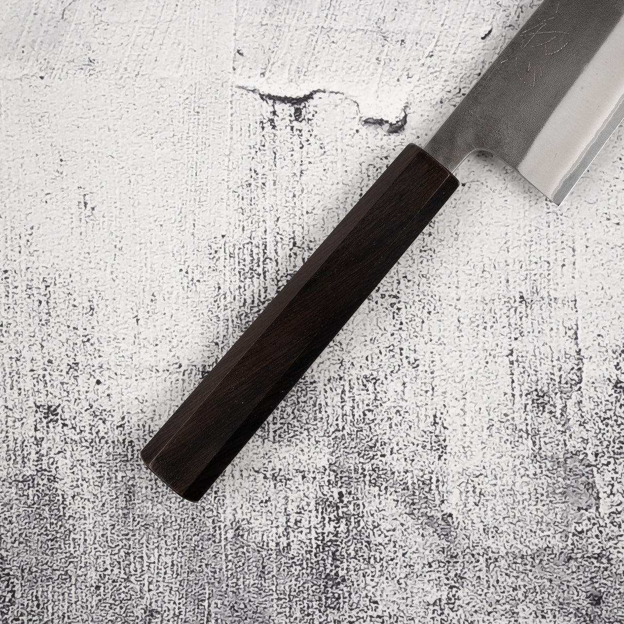 Yoshikane White 2 KU Nashiji Gyuto 210mm Stainless Clad Ebony by Hatsukokoro
