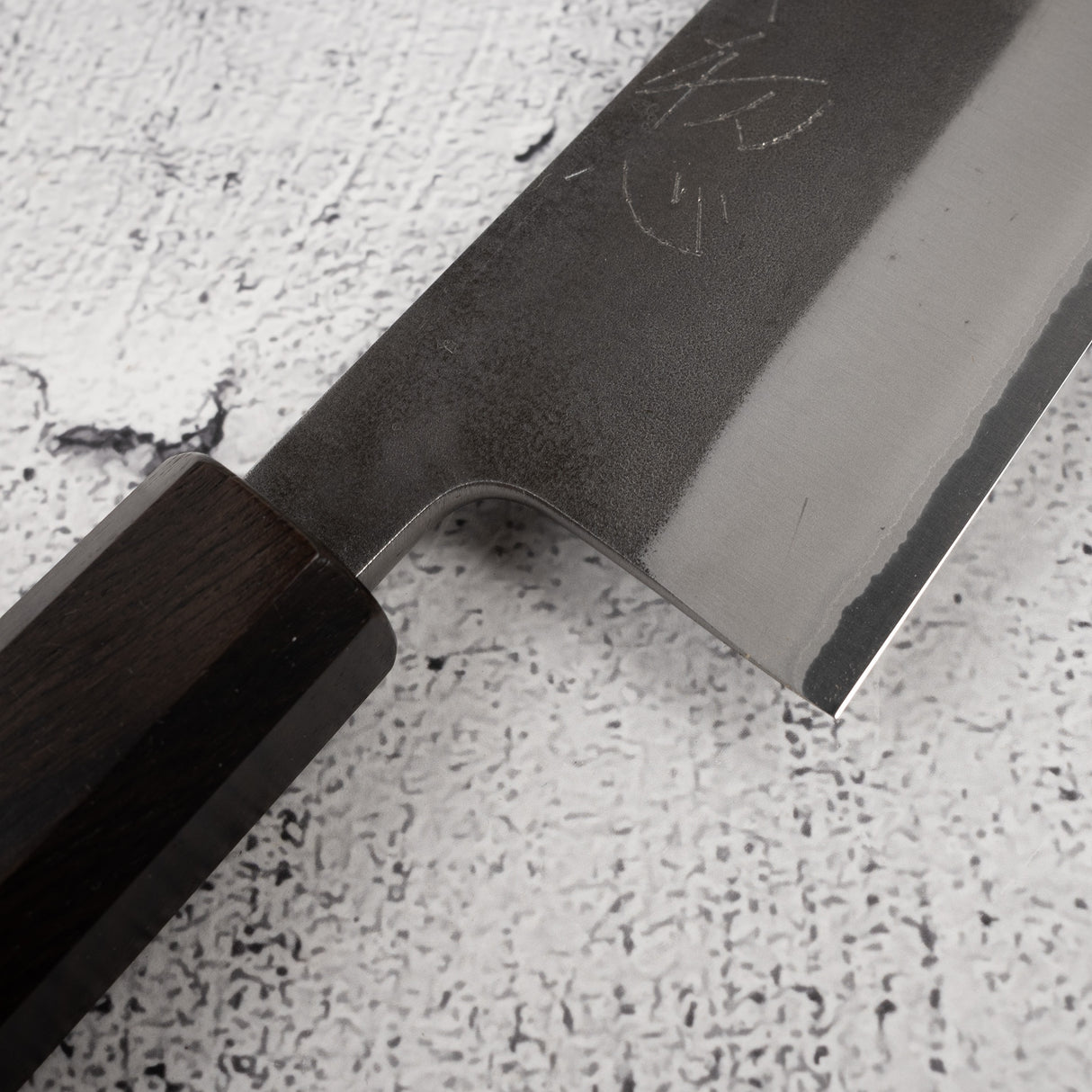 Yoshikane White 2 KU Nashiji Gyuto 210mm Stainless Clad Ebony by Hatsukokoro