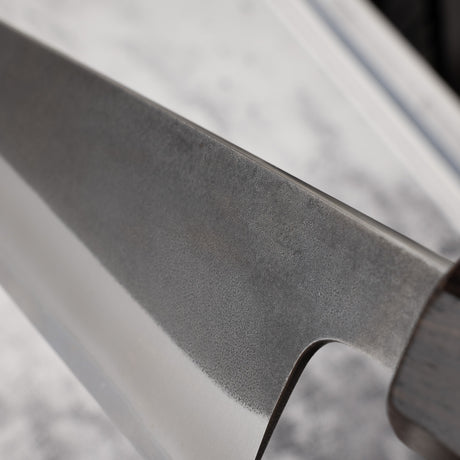 Yoshikane White 2 KU Nashiji Gyuto 210mm Stainless Clad Ebony by Hatsukokoro